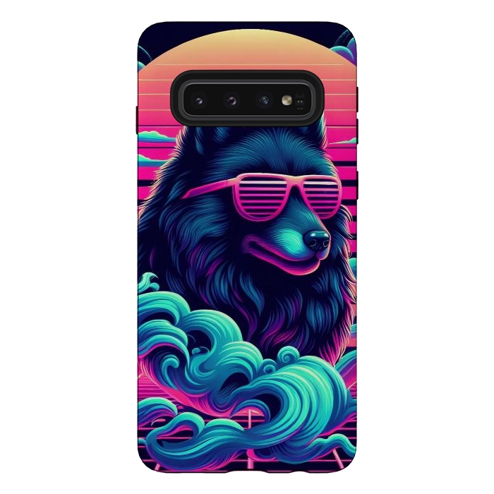 Galaxy S10 StrongFit 80s Synthwave Wolf by JohnnyVillas