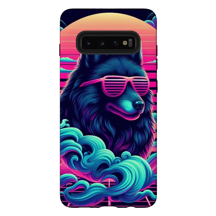 Galaxy S10 plus StrongFit 80s Synthwave Wolf by JohnnyVillas
