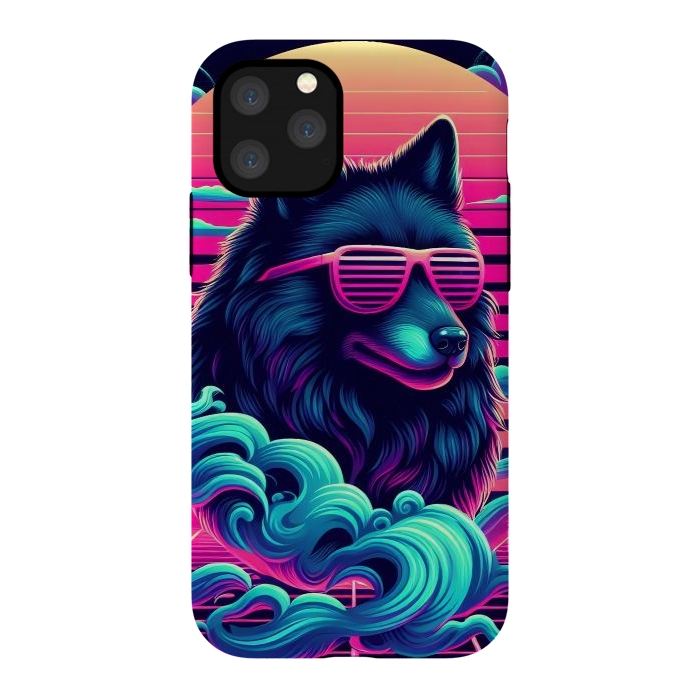 iPhone 11 Pro StrongFit 80s Synthwave Wolf by JohnnyVillas