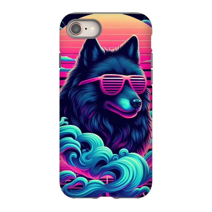 iPhone SE StrongFit 80s Synthwave Wolf by JohnnyVillas