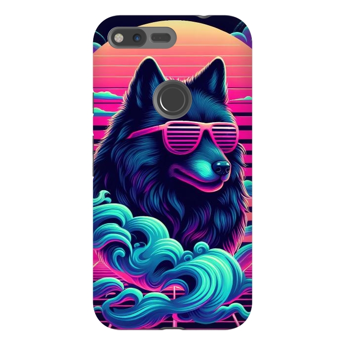 Pixel XL StrongFit 80s Synthwave Wolf by JohnnyVillas