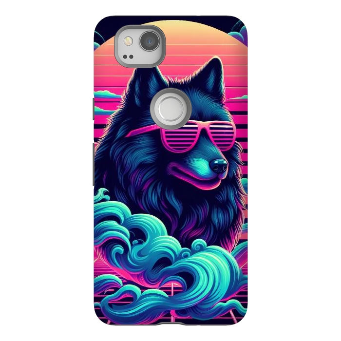 Pixel 2 StrongFit 80s Synthwave Wolf by JohnnyVillas