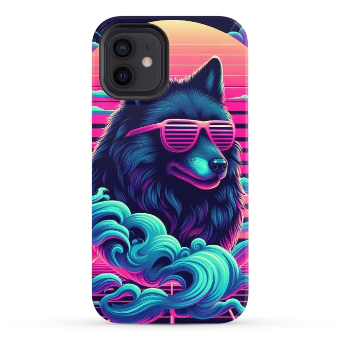 iPhone 12 StrongFit 80s Synthwave Wolf by JohnnyVillas