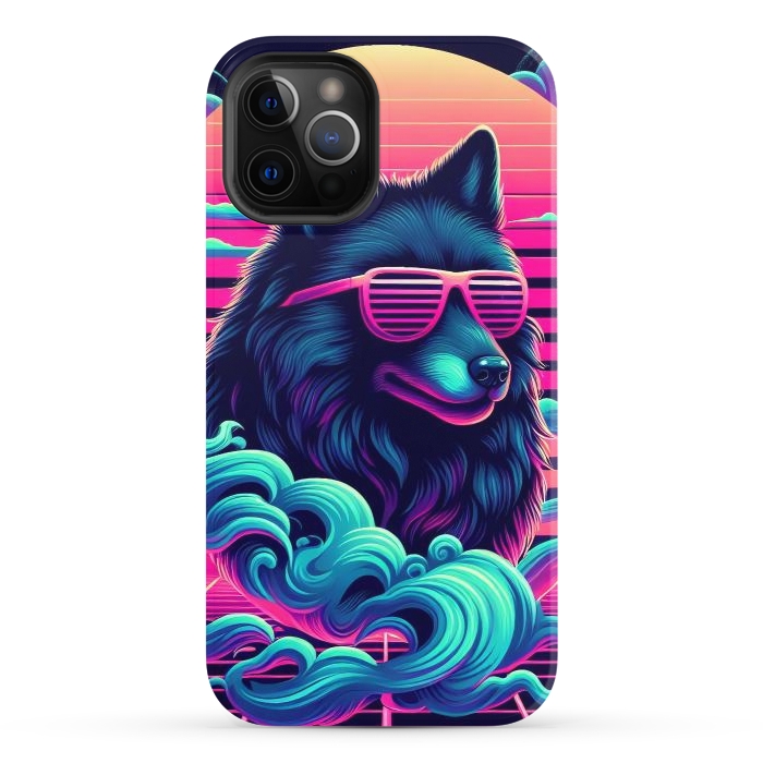 iPhone 12 Pro StrongFit 80s Synthwave Wolf by JohnnyVillas