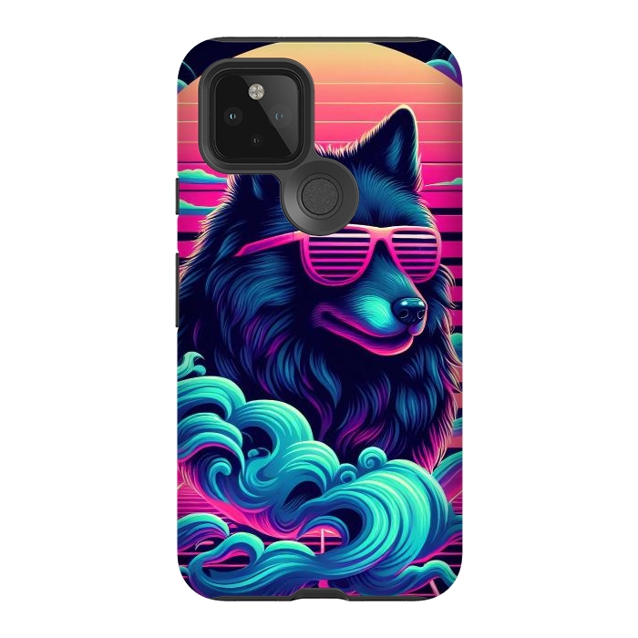 Pixel 5 StrongFit 80s Synthwave Wolf by JohnnyVillas