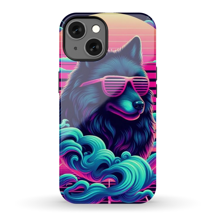iPhone 13 StrongFit 80s Synthwave Wolf by JohnnyVillas