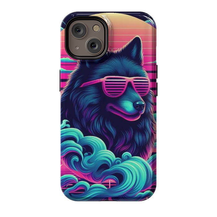 iPhone 14 StrongFit 80s Synthwave Wolf by JohnnyVillas