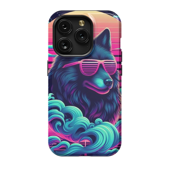 iPhone 15 Pro StrongFit 80s Synthwave Wolf by JohnnyVillas