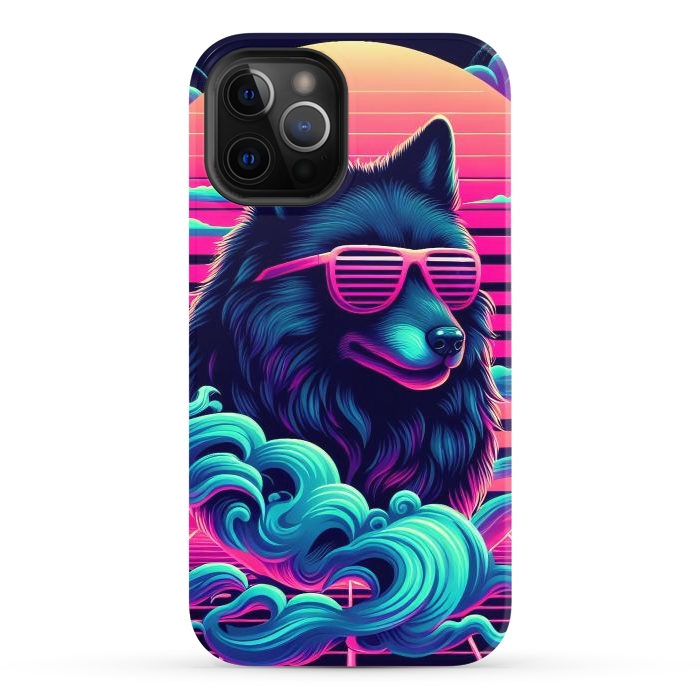 iPhone 12 Pro Max StrongFit 80s Synthwave Wolf by JohnnyVillas