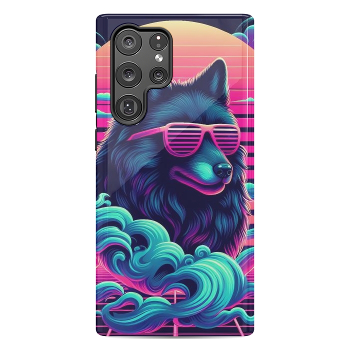 Galaxy S22 Ultra StrongFit 80s Synthwave Wolf by JohnnyVillas