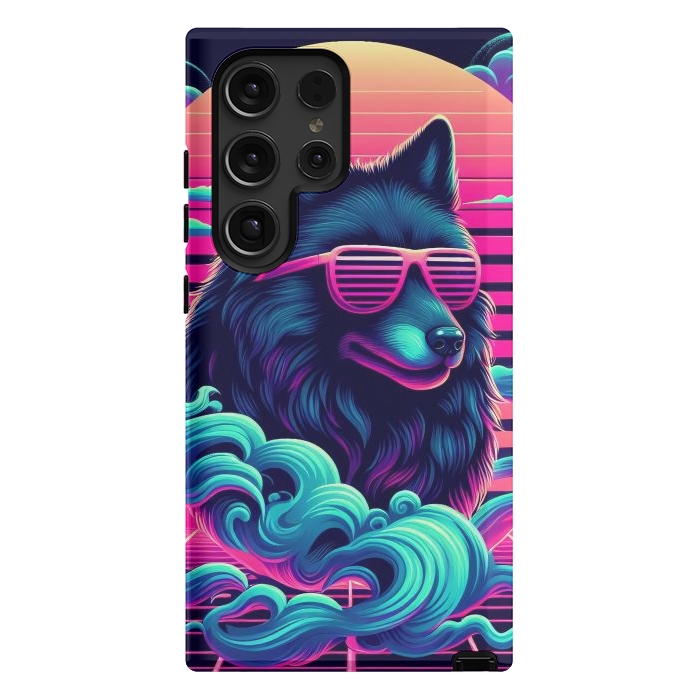 Galaxy S24 Ultra StrongFit 80s Synthwave Wolf by JohnnyVillas