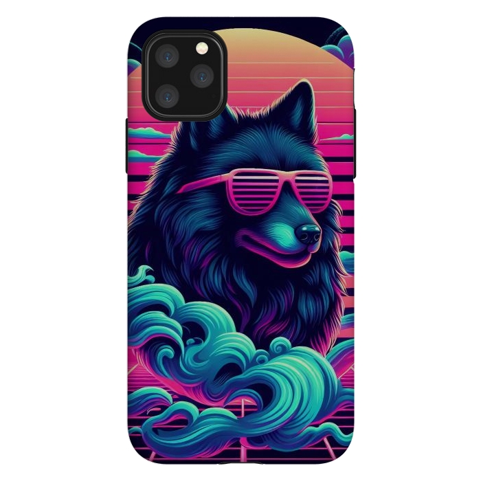 iPhone 11 Pro Max StrongFit 80s Synthwave Wolf by JohnnyVillas