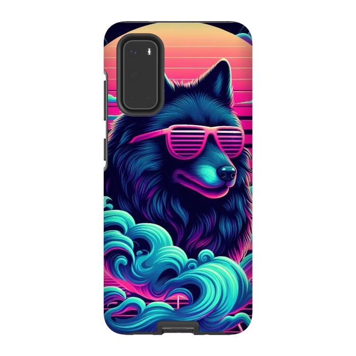 Galaxy S20 StrongFit 80s Synthwave Wolf by JohnnyVillas