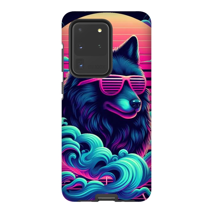 Galaxy S20 Ultra StrongFit 80s Synthwave Wolf by JohnnyVillas