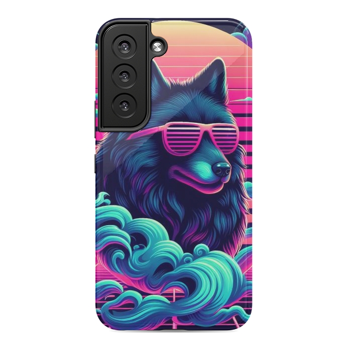 Galaxy S22 StrongFit 80s Synthwave Wolf by JohnnyVillas