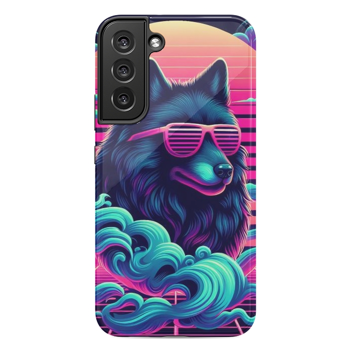 Galaxy S22 plus StrongFit 80s Synthwave Wolf by JohnnyVillas