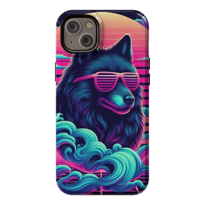 iPhone 14 Plus StrongFit 80s Synthwave Wolf by JohnnyVillas