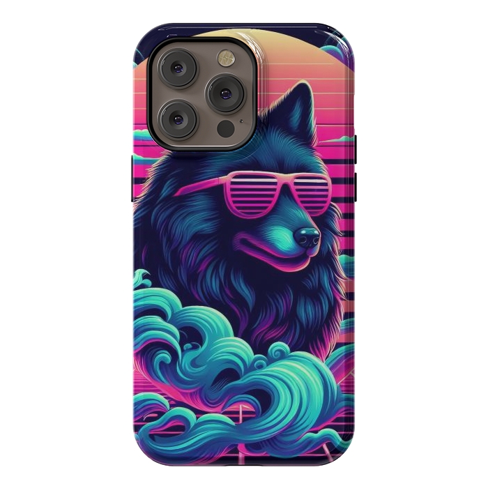 iPhone 14 Pro max StrongFit 80s Synthwave Wolf by JohnnyVillas