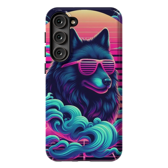 Galaxy S23 Plus StrongFit 80s Synthwave Wolf by JohnnyVillas