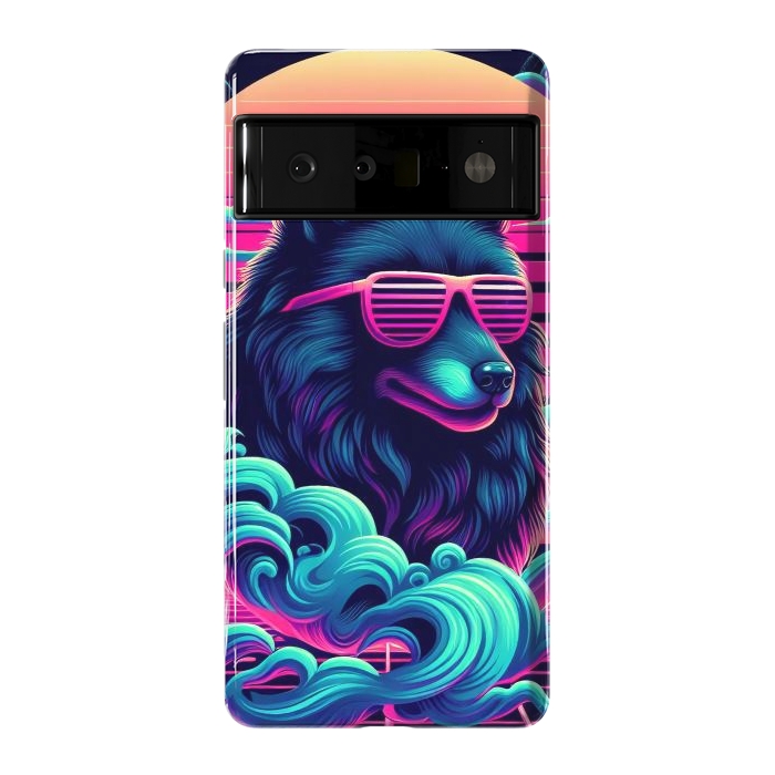 Pixel 6 Pro StrongFit 80s Synthwave Wolf by JohnnyVillas
