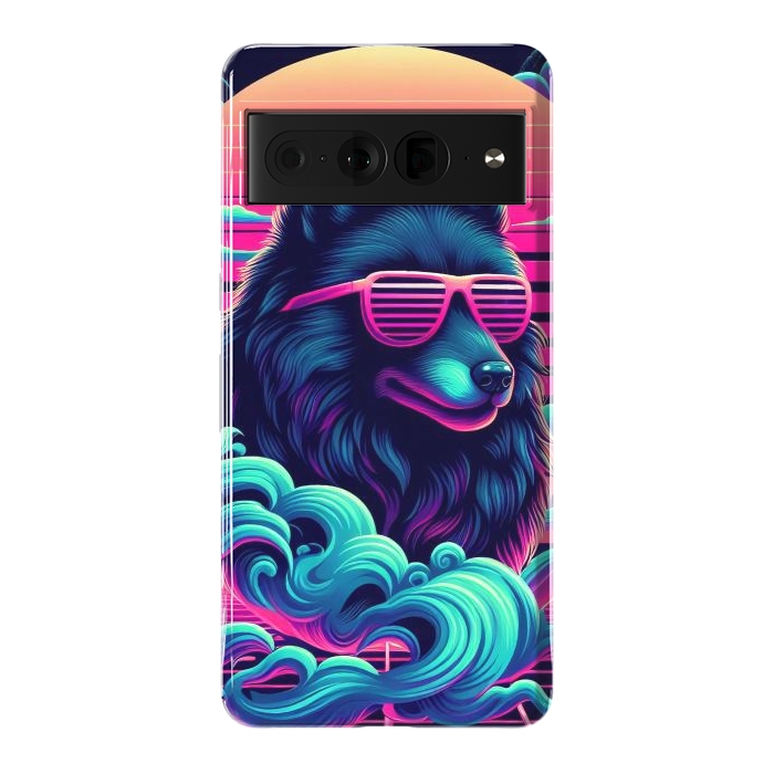 Pixel 7 Pro StrongFit 80s Synthwave Wolf by JohnnyVillas
