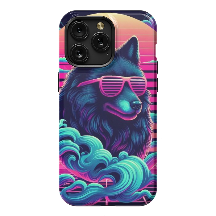 iPhone 15 Pro Max StrongFit 80s Synthwave Wolf by JohnnyVillas