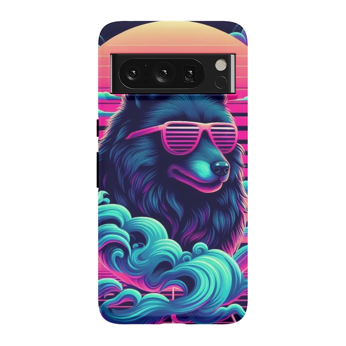 Pixel 8 Pro StrongFit 80s Synthwave Wolf by JohnnyVillas