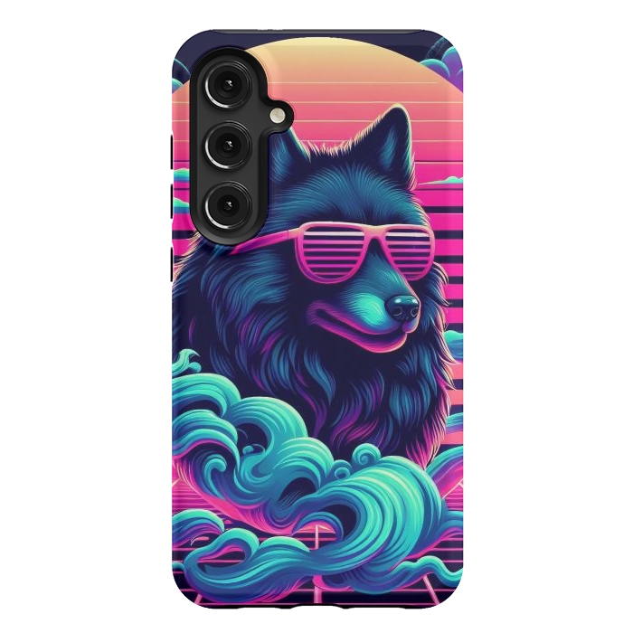 Galaxy S24 Plus StrongFit 80s Synthwave Wolf by JohnnyVillas