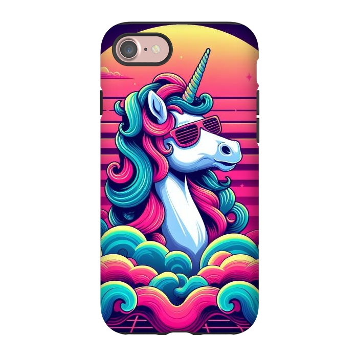 iPhone 7 StrongFit 80s Neon Unicorn by JohnnyVillas
