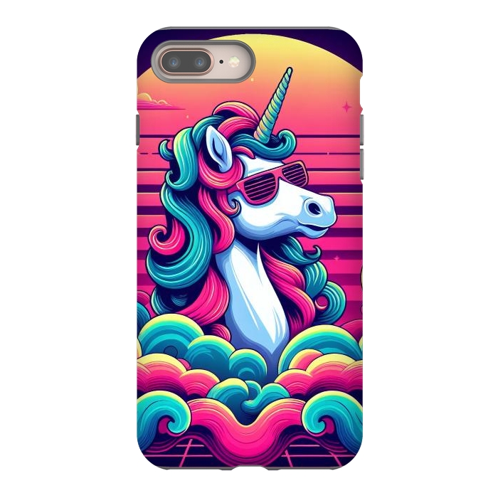 iPhone 7 plus StrongFit 80s Neon Unicorn by JohnnyVillas