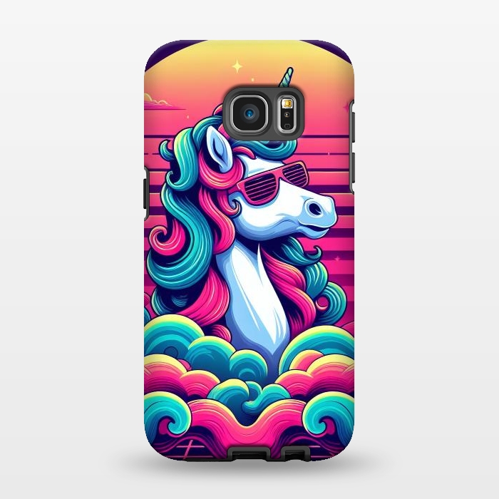 Galaxy S7 EDGE StrongFit 80s Neon Unicorn by JohnnyVillas