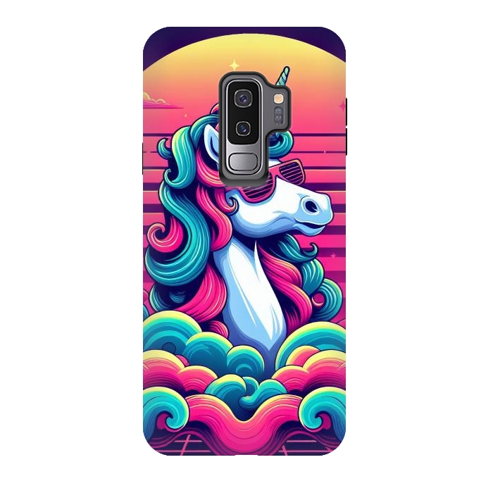 Galaxy S9 plus StrongFit 80s Neon Unicorn by JohnnyVillas