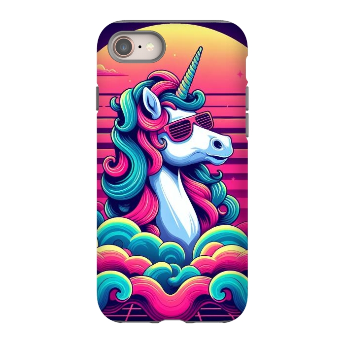 iPhone 8 StrongFit 80s Neon Unicorn by JohnnyVillas