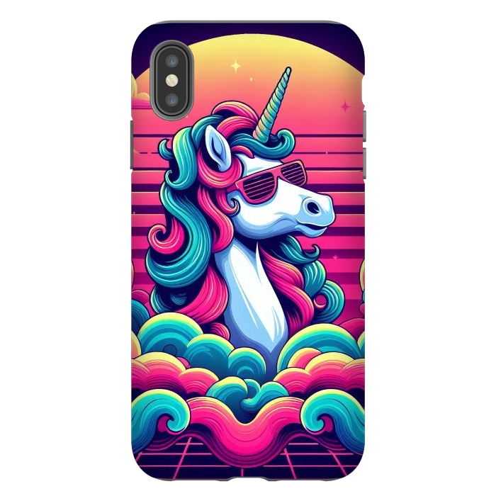 iPhone Xs Max StrongFit 80s Neon Unicorn by JohnnyVillas