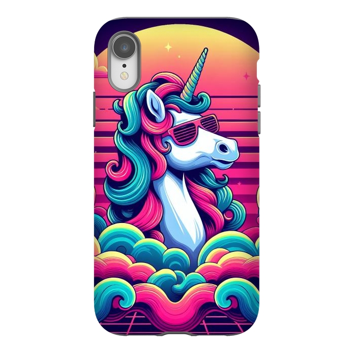 iPhone Xr StrongFit 80s Neon Unicorn by JohnnyVillas