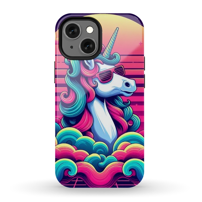 iPhone 12 mini StrongFit 80s Neon Unicorn by JohnnyVillas