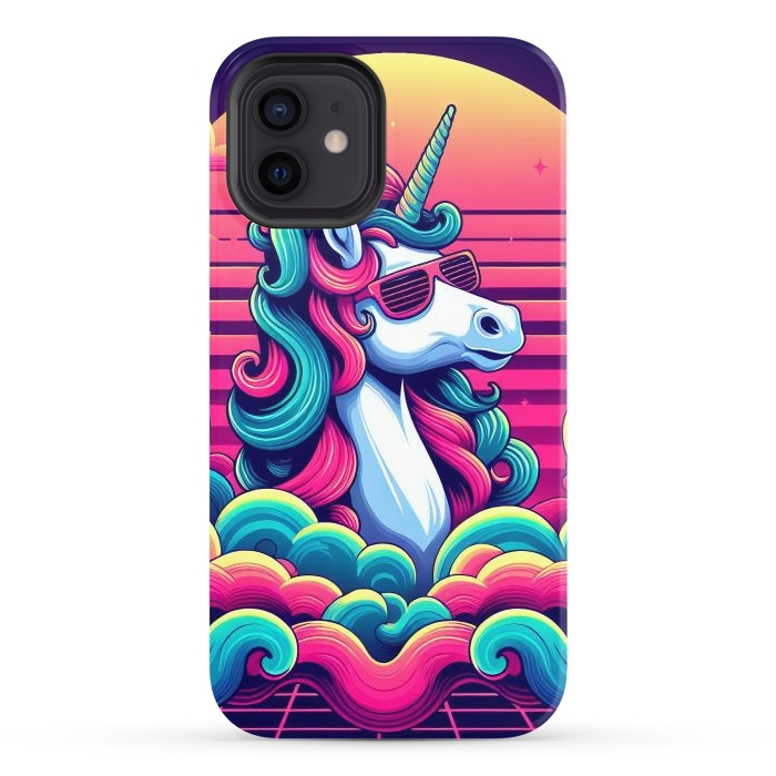 iPhone 12 StrongFit 80s Neon Unicorn by JohnnyVillas