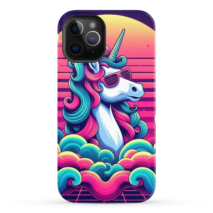 iPhone 12 Pro StrongFit 80s Neon Unicorn by JohnnyVillas