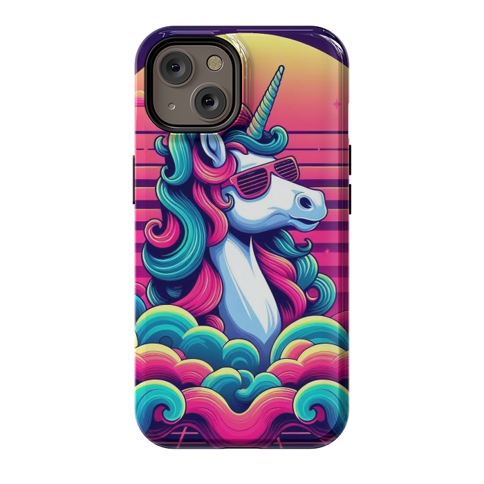 iPhone 14 StrongFit 80s Neon Unicorn by JohnnyVillas