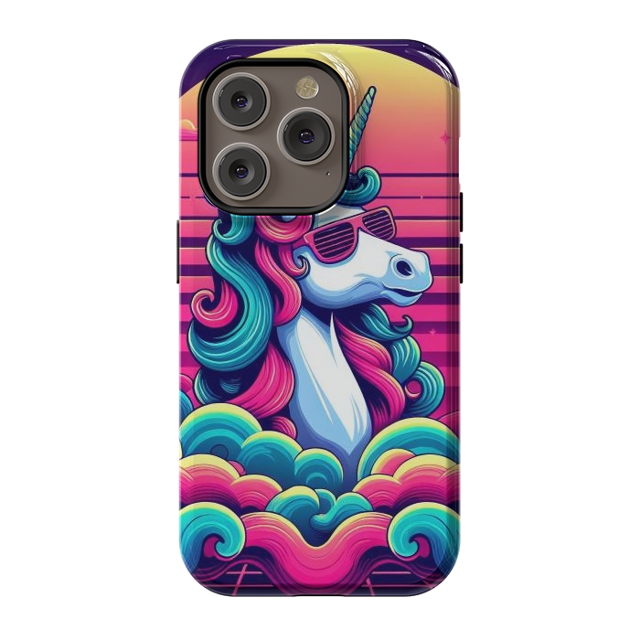 iPhone 14 Pro StrongFit 80s Neon Unicorn by JohnnyVillas