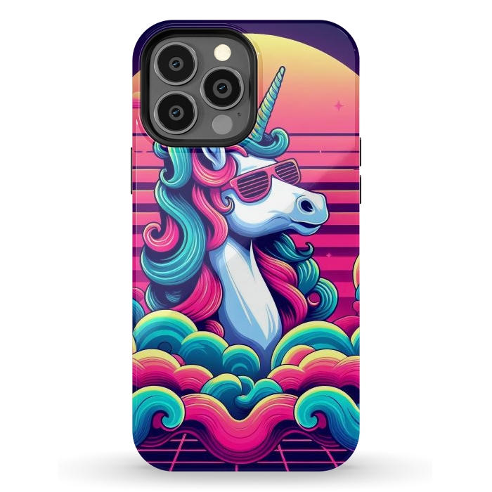 iPhone 13 Pro Max StrongFit 80s Neon Unicorn by JohnnyVillas