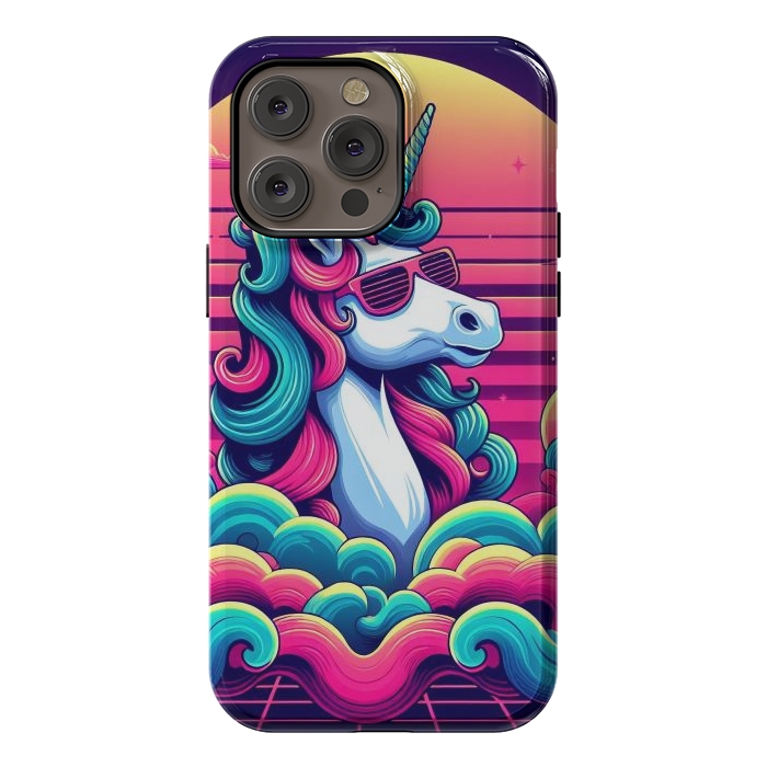 iPhone 14 Pro max StrongFit 80s Neon Unicorn by JohnnyVillas