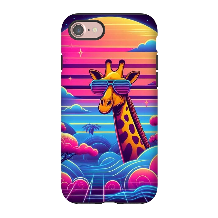 iPhone 7 StrongFit 80s Neon Giraffe by JohnnyVillas