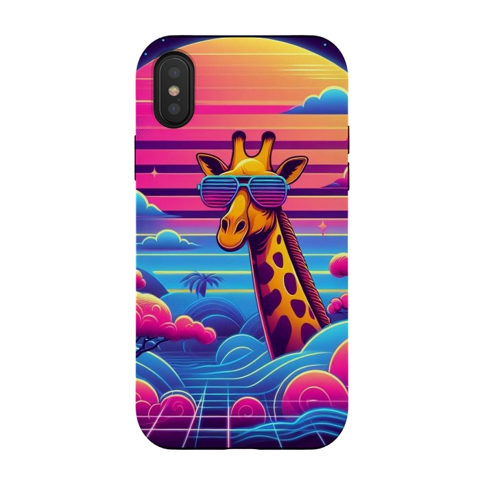iPhone Xs / X StrongFit 80s Neon Giraffe by JohnnyVillas