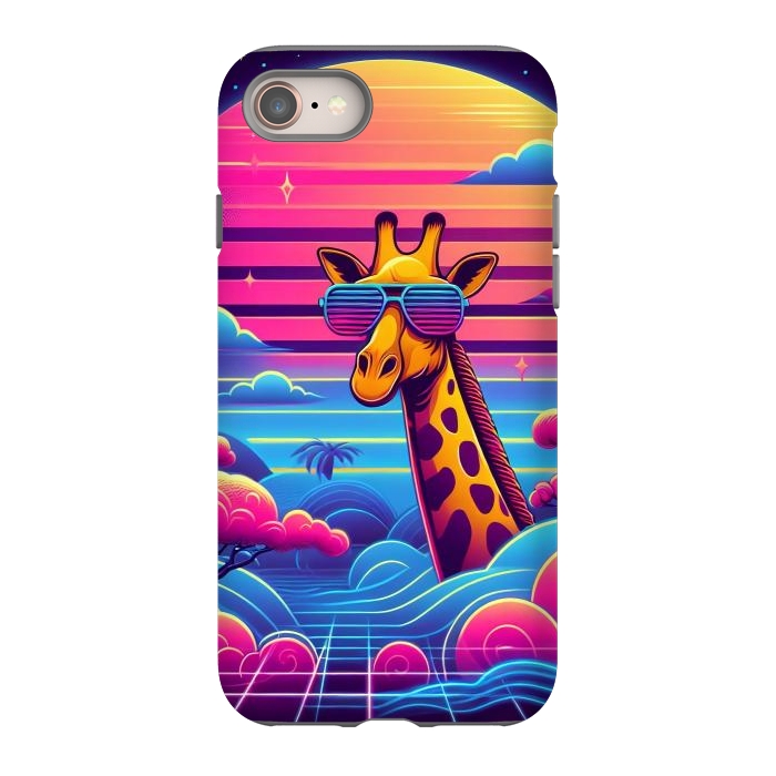 iPhone 8 StrongFit 80s Neon Giraffe by JohnnyVillas