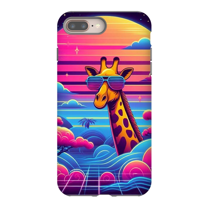 iPhone 8 plus StrongFit 80s Neon Giraffe by JohnnyVillas