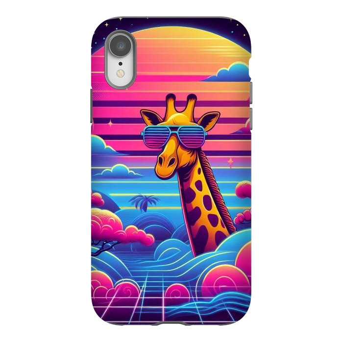 iPhone Xr StrongFit 80s Neon Giraffe by JohnnyVillas