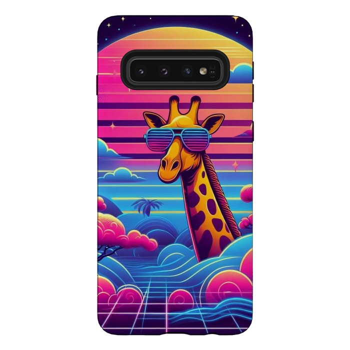 Galaxy S10 StrongFit 80s Neon Giraffe by JohnnyVillas