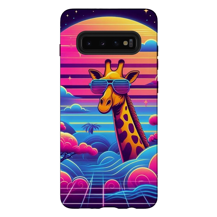 Galaxy S10 plus StrongFit 80s Neon Giraffe by JohnnyVillas
