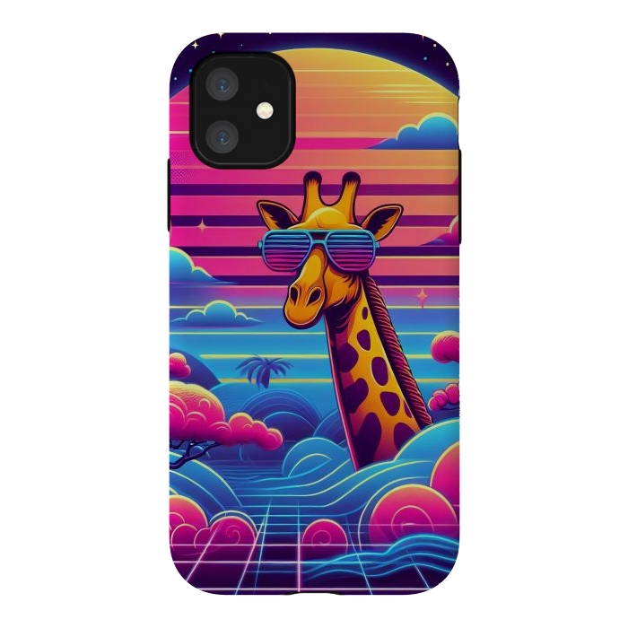 iPhone 11 StrongFit 80s Neon Giraffe by JohnnyVillas